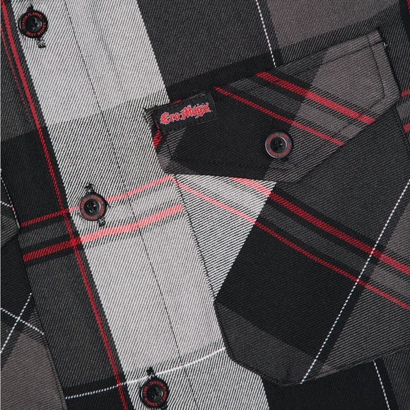DIXXON Cro-Mags Mens Flannel Shirt Large Black Gray Red NWT Limited Edition - Picture 2 of 10
